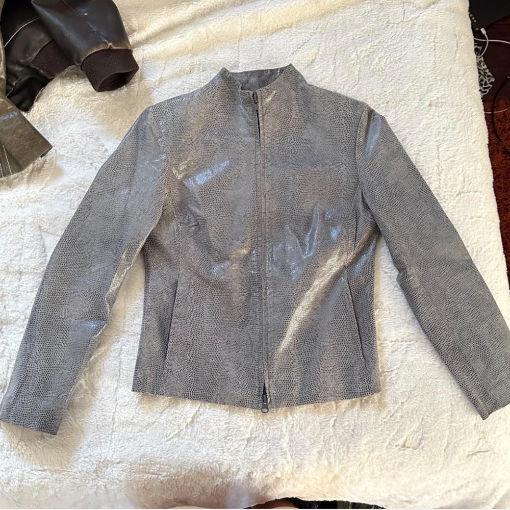 Express silver/grey moto jacket